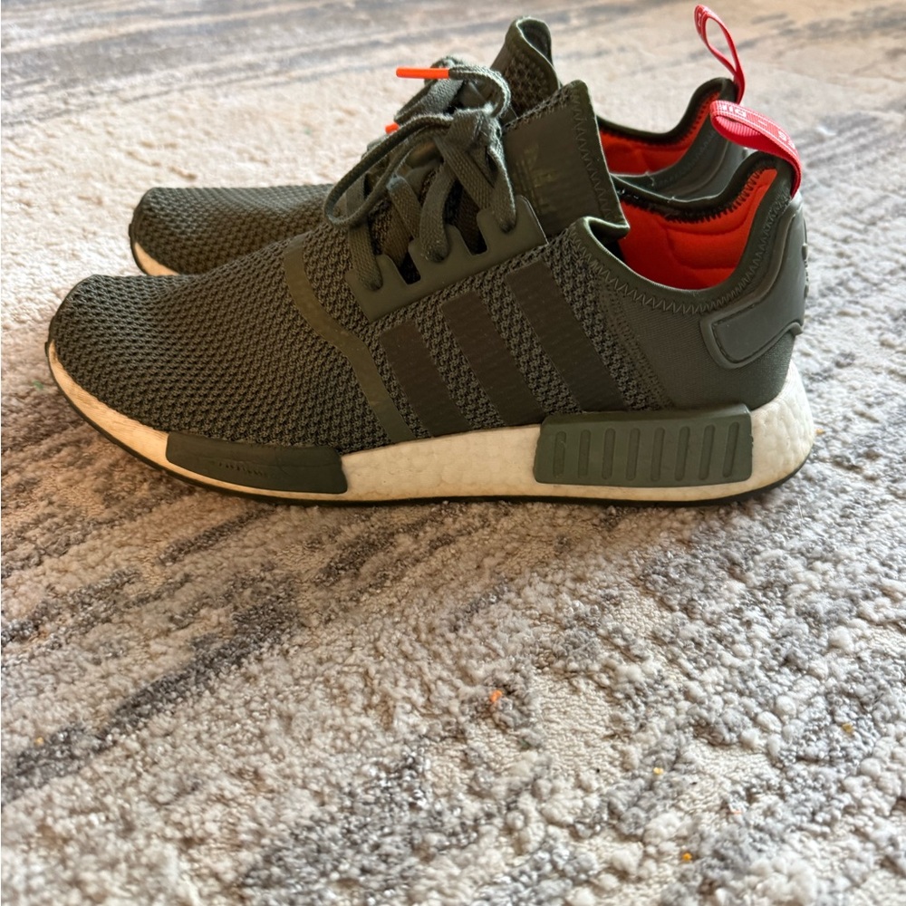 Adidas NMD R1 Olive and Red Sneakers